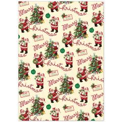 Hartie de impachetat - Vintage Santa, 50x70cm