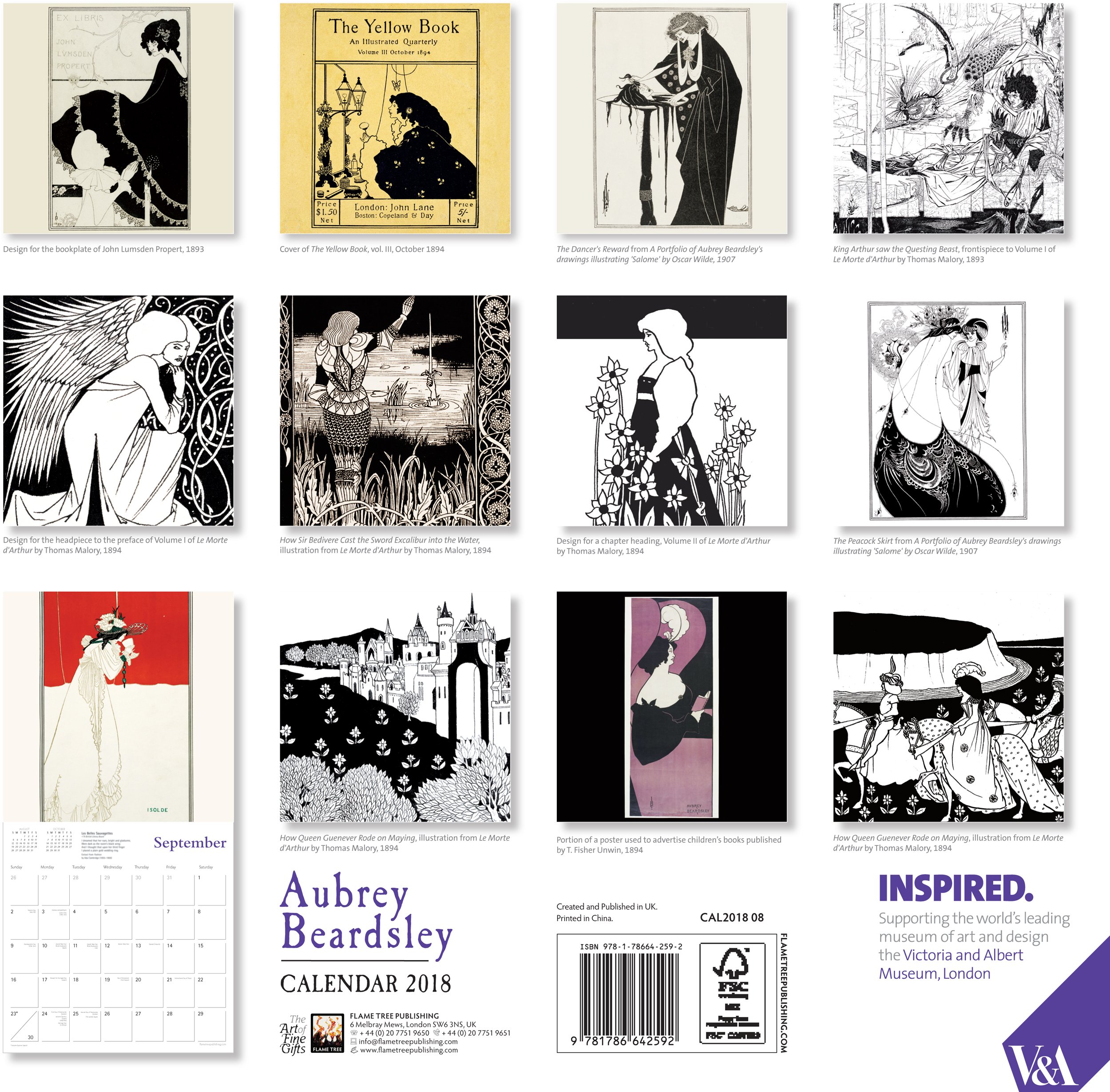 Calendar de perete 2018 V&A Aubrey Beardsley Flame