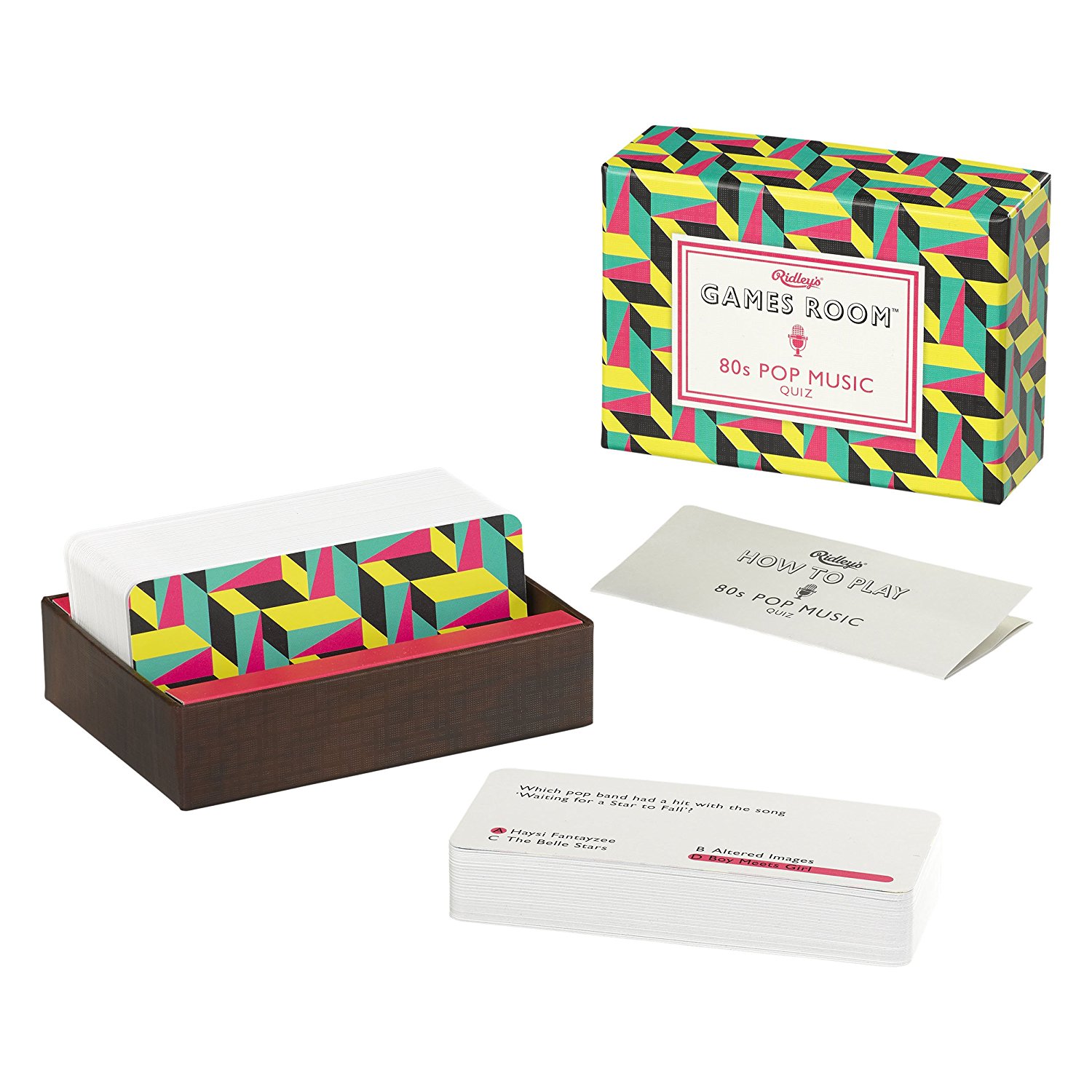 Ridley's 80s Pop Music Trivia Card Game - 140 Question Cards For Adults & Kids | 2+ Players Family Party Game