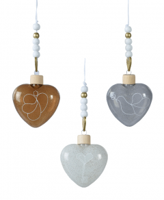 Ornament brad - Heart Glass with Figures Mix - mai multe modele - pret pe bucata