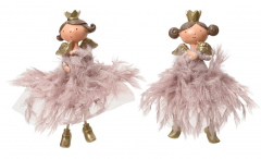 Figurina decorativa - Polyresin Angel with Dangle Legs with Fur Dress Purple - doua modele - pret pe bucata