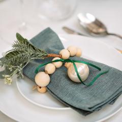 Inel pentru servetel - Glitter Wooden Balls, Pinecones, Eucalyptus