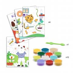 Kit creativ - Nisip colorat - Animale pentru copii