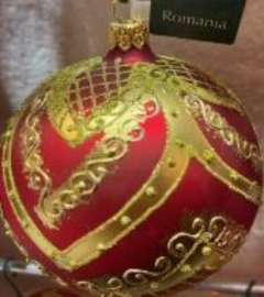 Glob - Satin rosu - Motiv auriu