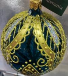 Glob - Trasnparent - Turcoaz inchis - Motiv auriu