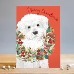 Felicitare Craciun - Dog & Wreath