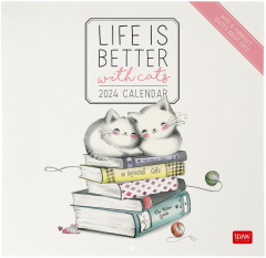 Calendar de perete 2024 - Life is Better with Cats, 30x29 cm