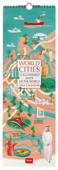 Calendar de perete 2024 - World Cities, 16x49 cm