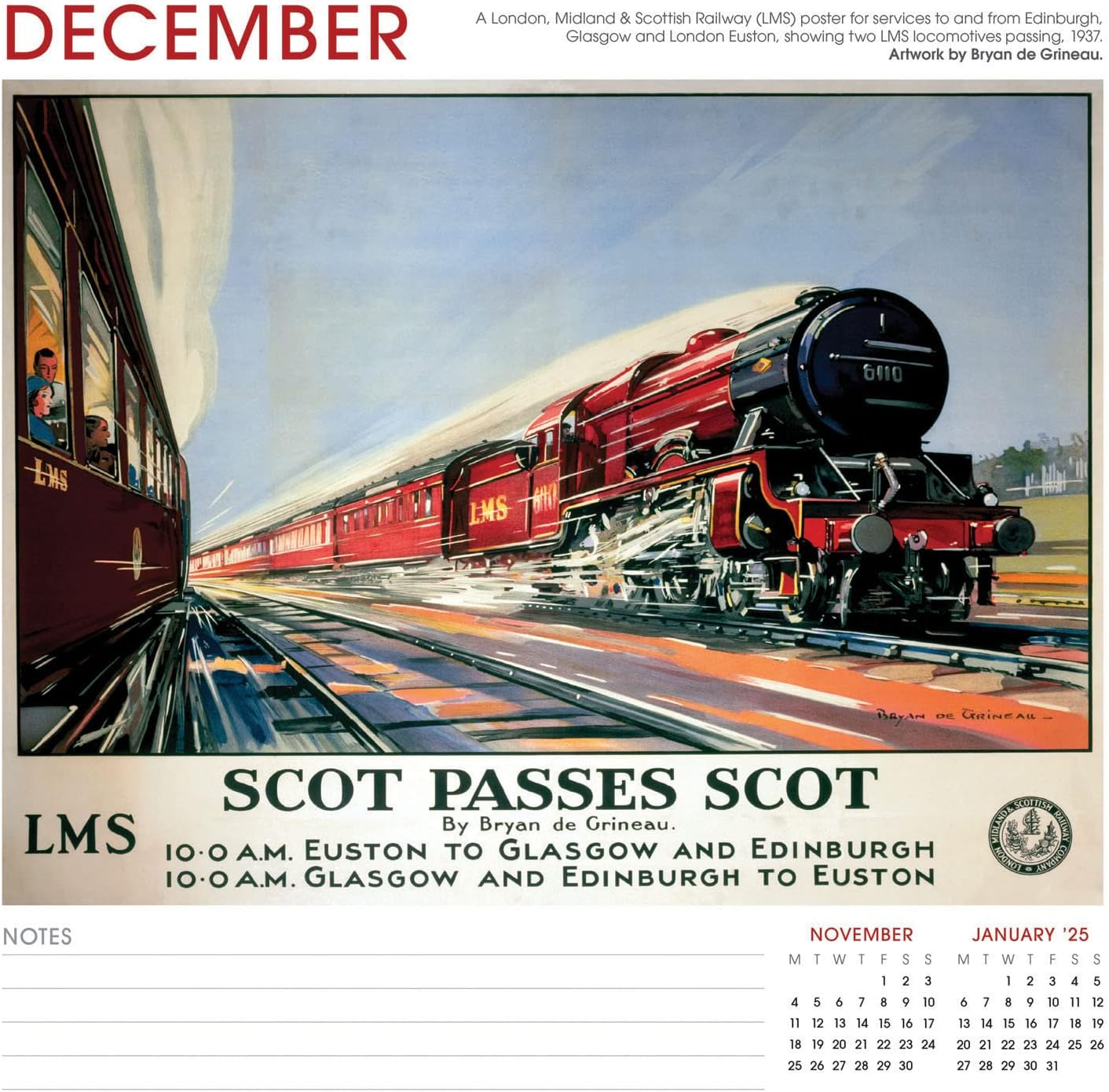 Calendar 2024 Railway Poster Art Carousel
