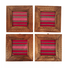 Rama - Tesatura traditionala in rama din lemn sculptata manual 16×16cm (mai multe modele)