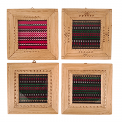 Rama - Tesatura traditionala in rama din lemn sculptata manual 16×16cm (mai multe modele)