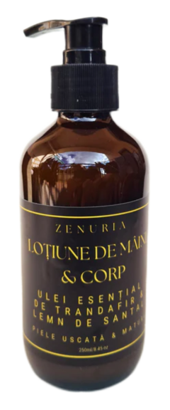 Lotiune de maini si corp - Aromaterapie - Uleiuri esentiale de lemn de santal si trandafir