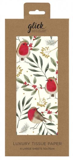 Set 4 hartii de impachetat - Tissue - Classics - Robins Cream