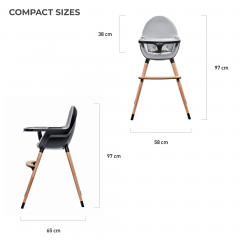 Scaun de masa 2 in 1 - Kinderkraft Fini, Black