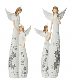 Figurina decorativa - Polyresin Double Angel Standing White - doua modele - pret pe bucata