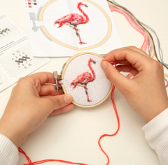 Kit pentru broderie - Mini Cross Stitch Embroidery Kit Flamingo