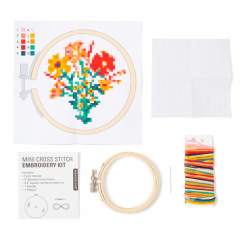 Mini kit goblen - Mini Cross Stitch Embroidery Kit - Flowers