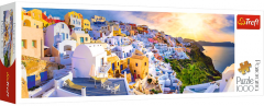 Puzzle 1000 piese - Panorama - Apus in Santorini