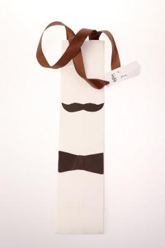 Punga pentru sticla - Mustata si Papion - Alb