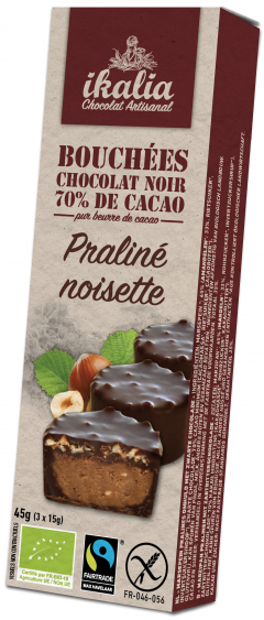 Praline de ciocolata neagra cu alune - Rochers Noir Bio