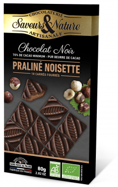 Ciocolata neagra artizanala - Carres Fourres Praline Noir BIO