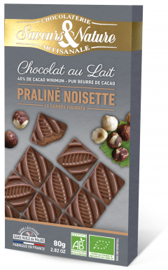 Ciocoalata cu lapte si alune - Carres Fourres BIO