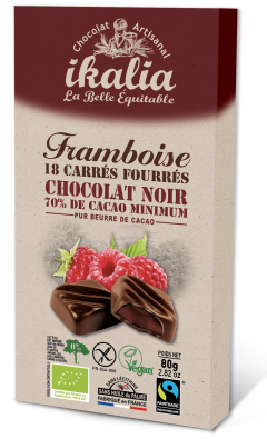 Ciocolata artizanala cu zmeura - Carres Fourres Framboise Noir BIO