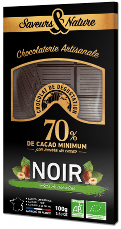 Ciocolata neagra cu alune - Table Noir 70% Noisette BIO