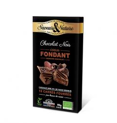 Praline cu umplutura de cioocolata neagra 70% BIO - Carres fourres coeur fondant noir 70%