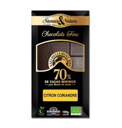 Ciocolata neagra 70% cu lamaie si coriandru - 100 G Bio