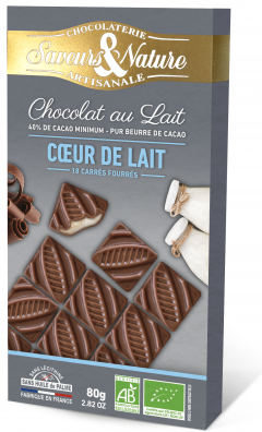 Ciocolata artizanala cu alune - Carres Fourres Choco Lait BIO