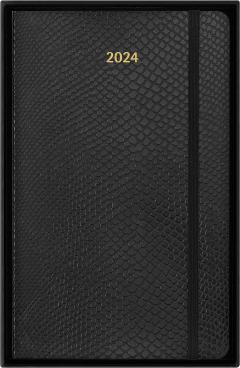 Agenda 2024 - Precious & Ethical Planner with Gift Box - 12-Month, Weekly - Faux Snakeskin - Large, Vegan Soft Cover - Black