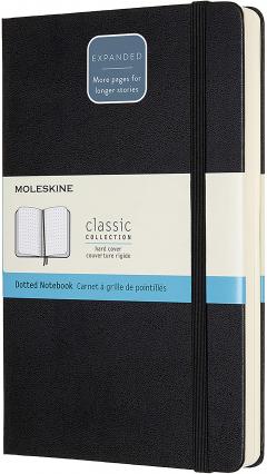 Carnet - Moleskine Notebook, Expanded Large, Dotted, Black Hard Cover