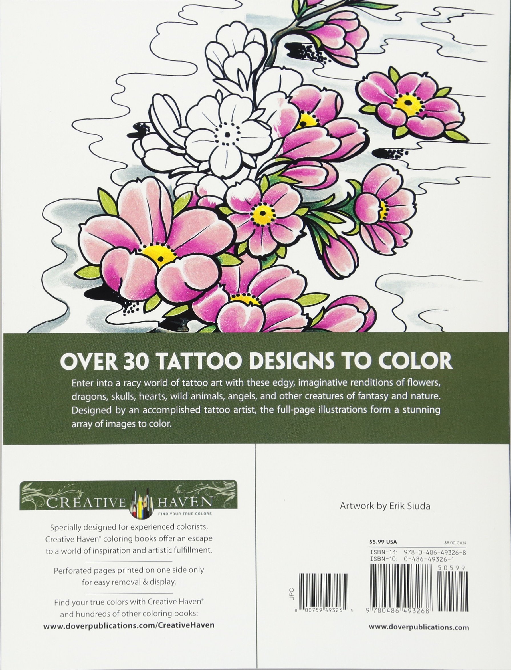Modern Tattoo Designs Coloring Book - Erik Siuda, Creative Haven