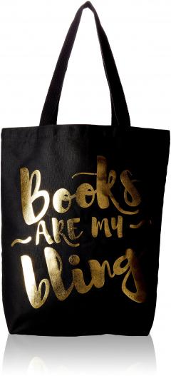 Sacosa - Books Are My Bling Tote. Black