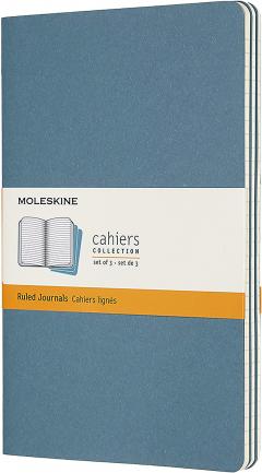 Set 3 caiete - Moleskine Cahier - Large, Ruled - Brisk Blue