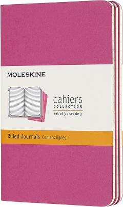 Set 3 caiete - Moleskine Cahier - Pocket, Ruled - Kinetic Pink