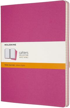 Set 3 caiete - Moleskine Cahier - Extra Large, Ruled - Kinetic Pink