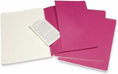 Set 3 caiete - Moleskine Cahier - Extra Large, Ruled - Kinetic Pink