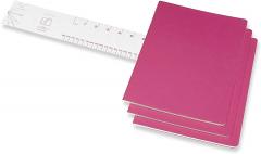 Set 3 caiete - Moleskine Cahier - Extra Large, Ruled - Kinetic Pink