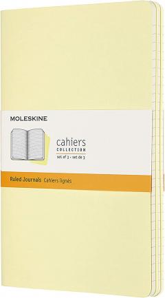 Set 3 jurnale - Moleskine Cahier - Cardboard Cover, Large, Ruled - Tender Yellow