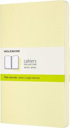 Set 3 caiete - Moleskine Cahier - Large, Plain - Tender Yellow