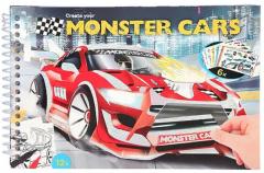 Carte de colorat cu stickere - Monster Cars