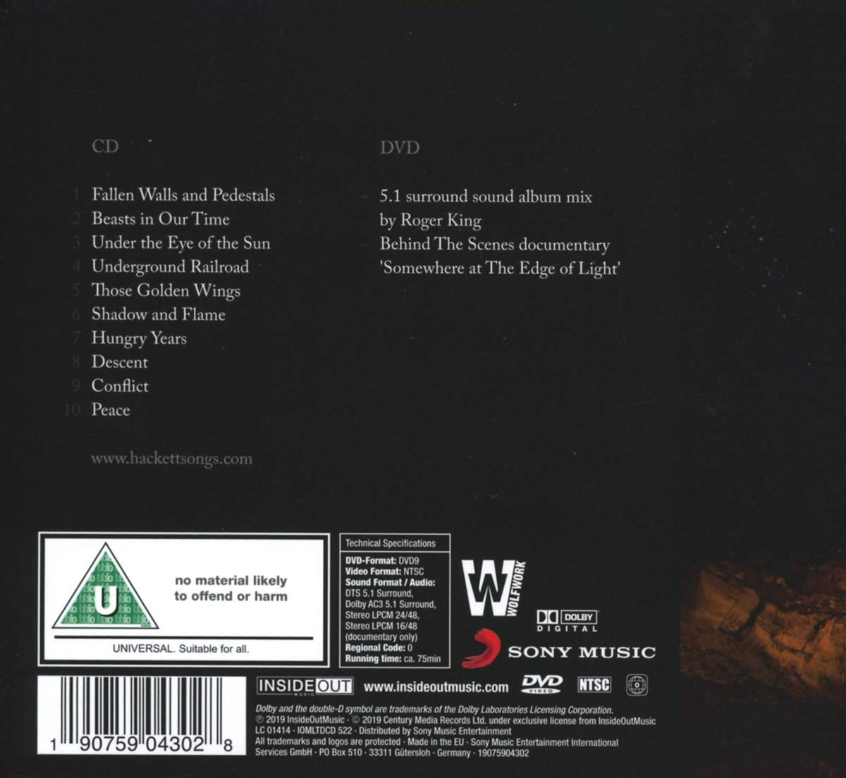 Estate Virksomhedsbeskrivelse hul At The Edge of Light (CD + DVD) - Steve Hackett