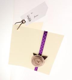 Felicitare - Trandafir Roz cu Snur