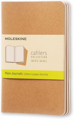 Set 3 caiete - Moleskine Cahier - Pocket, Plain - Kraft Brown