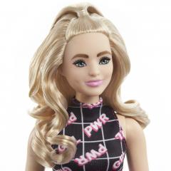 Papusa Barbie Fashionista blonda cu borseta roz