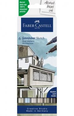 Set 6 markere cu 2 capete - Gofa Sketch Marker - Architecture