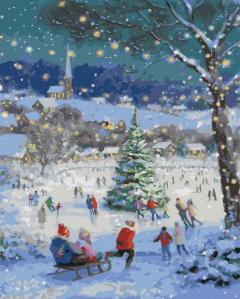 Set pictura pe numere - Iarna pe ulita