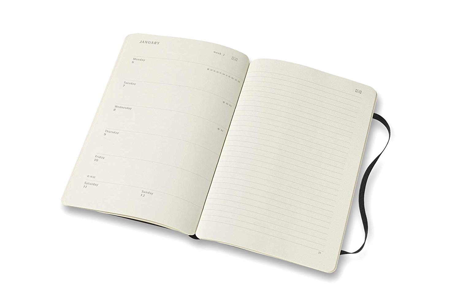 Carnet Moleskine Smart Weekly Planner Large Paper Tablet Black 